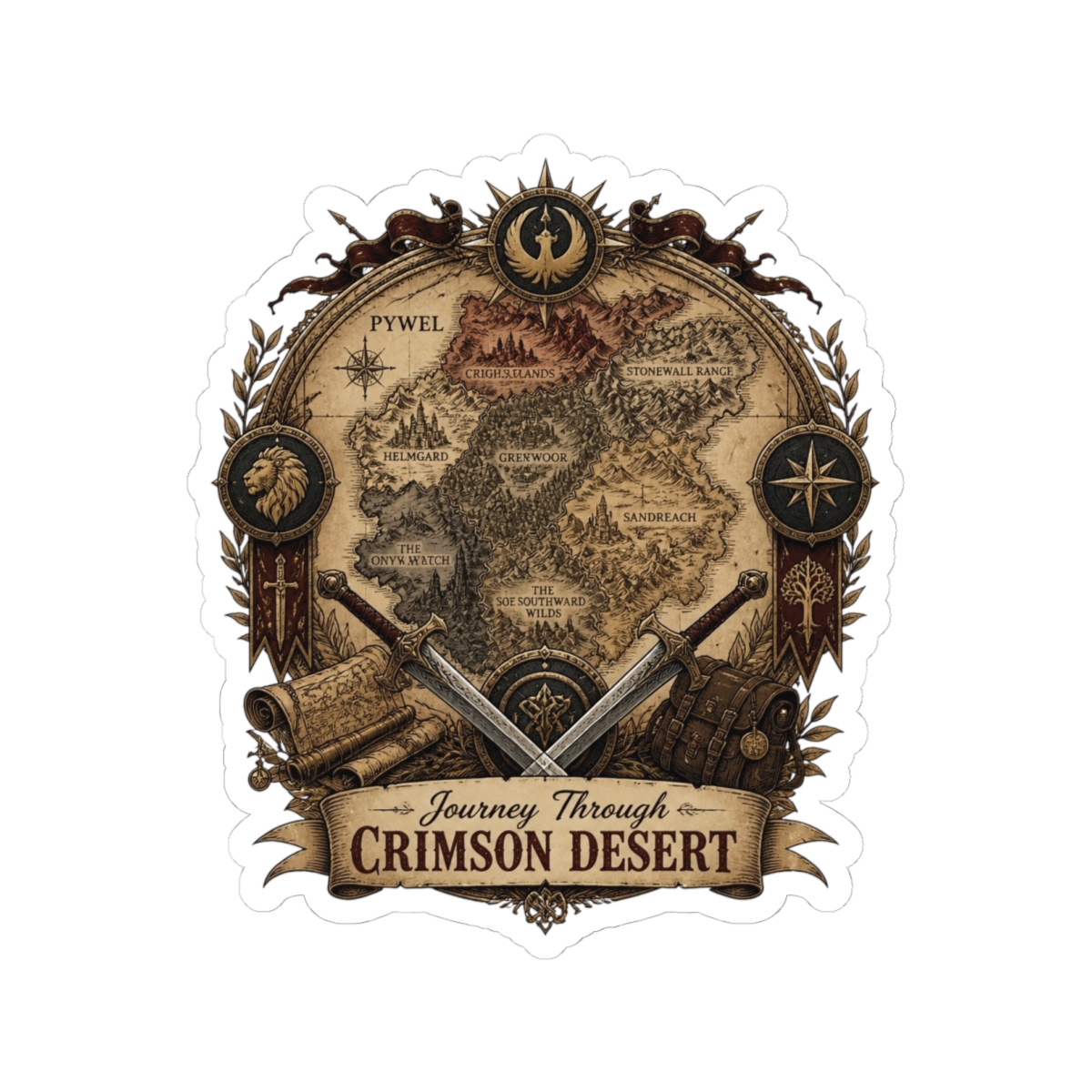 Crimson Desert "Journey Through CRIMSON DESERT" Sticker - Official Stickers merchandise
